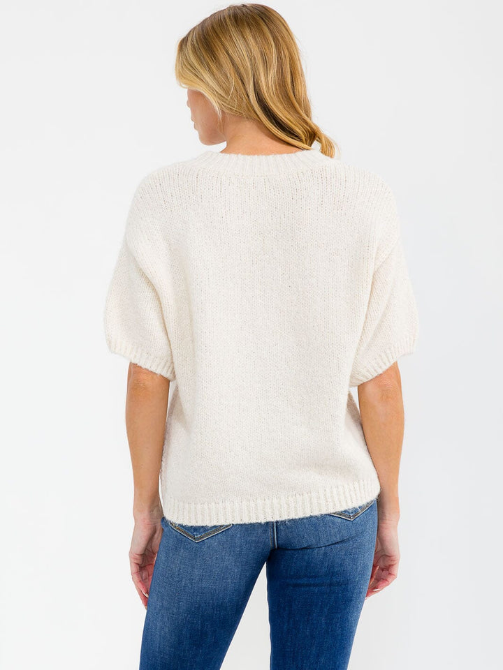 WOMEN'S SHORT SLEEVE SOLID KNIT TOP