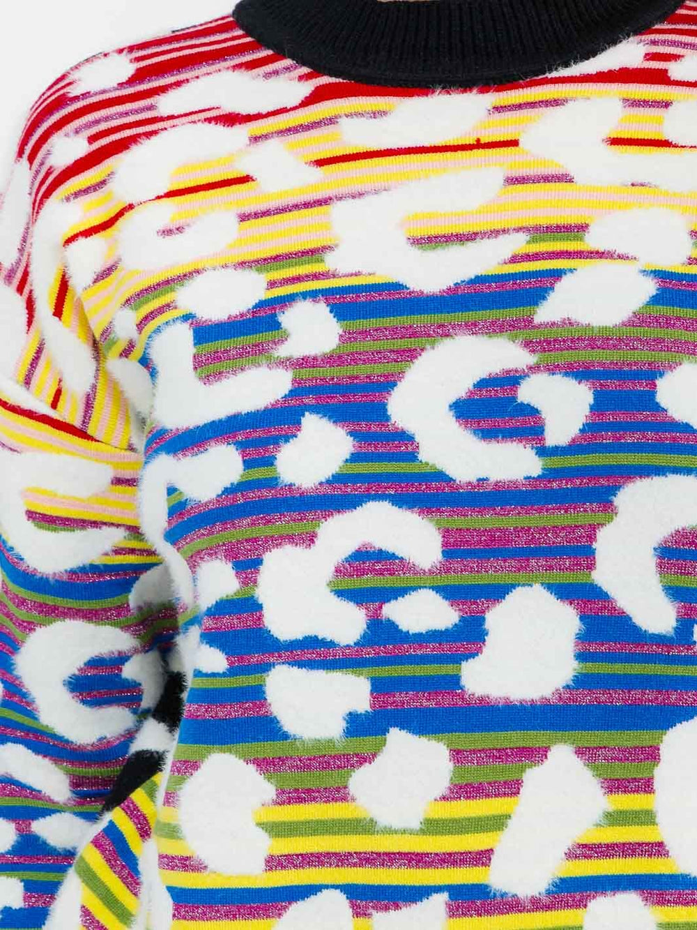 WOMEN'S LONG SLEEVE COLORBLOCK ANIMAL PRINT PULLOVER SWEATER