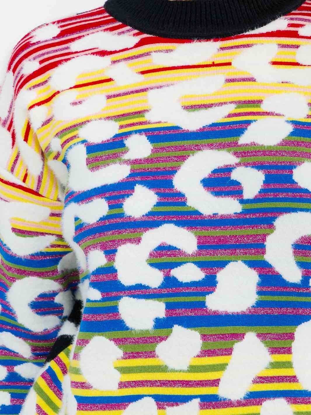 WOMEN'S LONG SLEEVE COLORBLOCK ANIMAL PRINT PULLOVER SWEATER