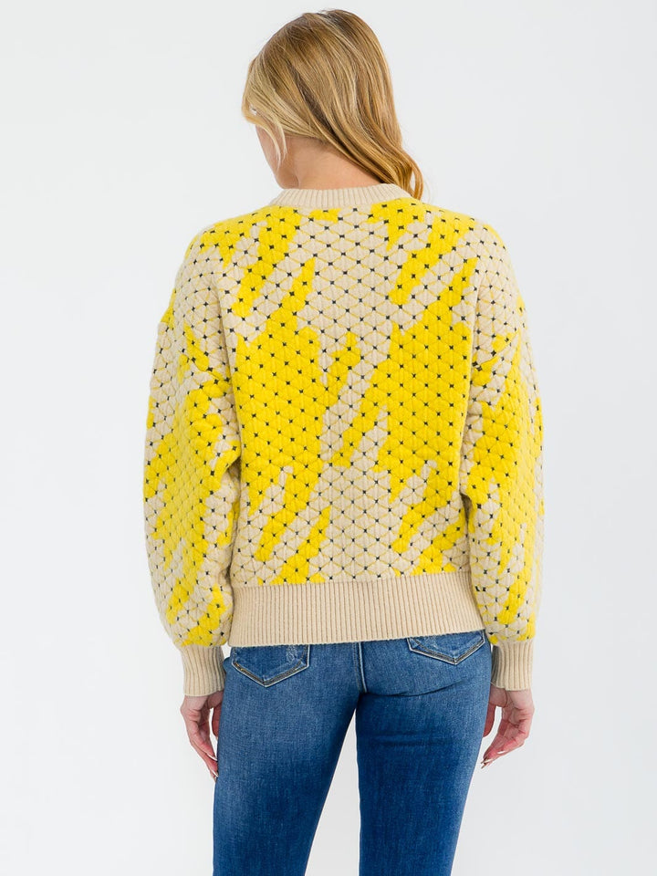 WOMEN'S LONG SLEEVE COLORBLOCK DETAILED PULLOVER SWEATER