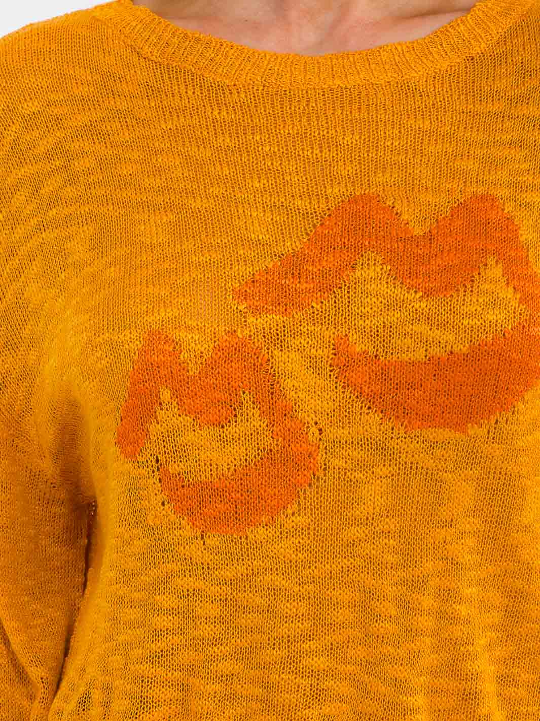 WOMEN'S LONG BELL SLEEVE LIPS PRINT KNIT TOP