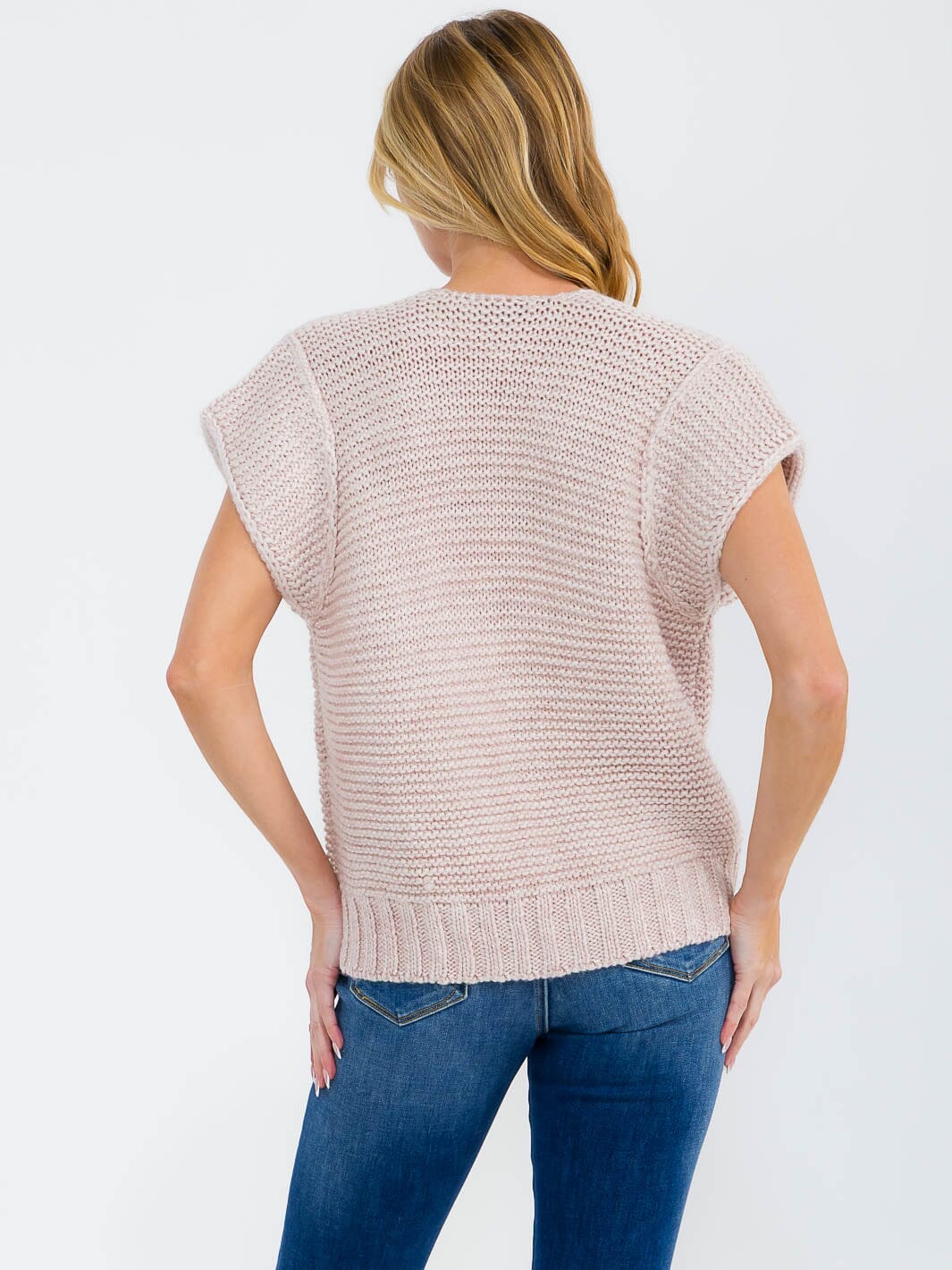 WOMEN'S SHORT SLEEVE OPEN FRONT KNIT CARDIGAN