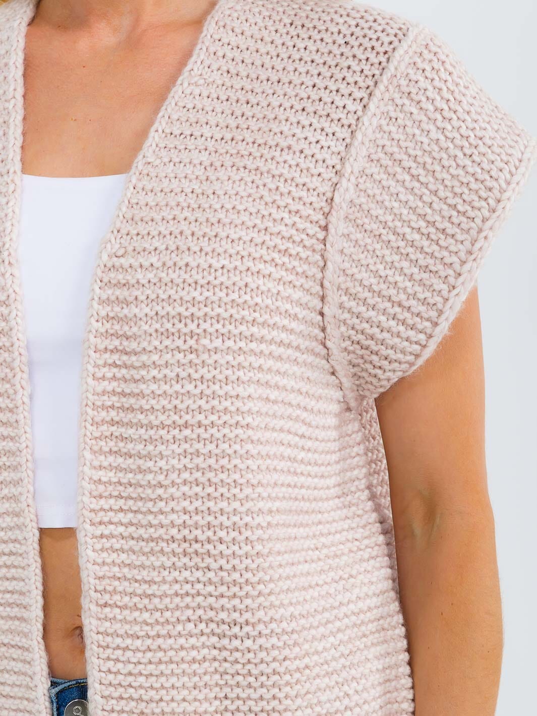 WOMEN'S SHORT SLEEVE OPEN FRONT KNIT CARDIGAN