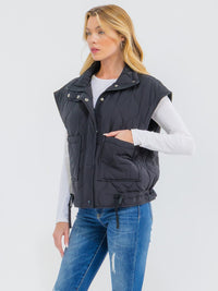 WOMEN'S SLEEVELESS BUTTON UP FRONT POCKETS VEST