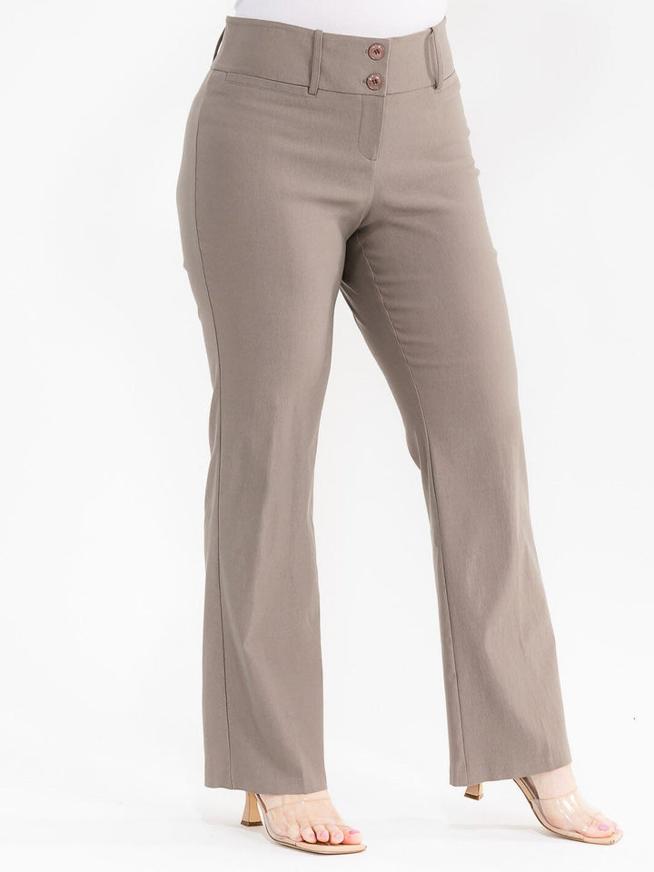 PLUS SIZE BUTTON CLOSURE WIDE LEG PANTS