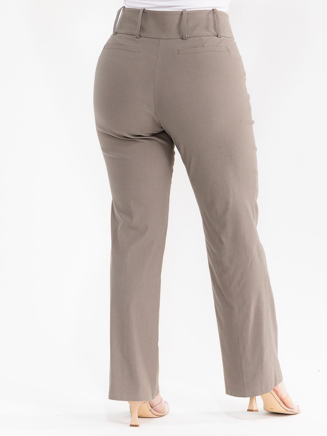 PLUS SIZE BUTTON CLOSURE WIDE LEG PANTS