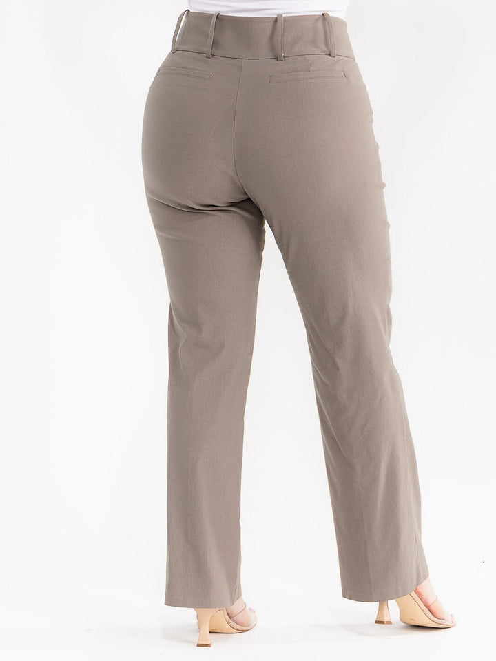 PLUS SIZE BUTTON CLOSURE WIDE LEG PANTS