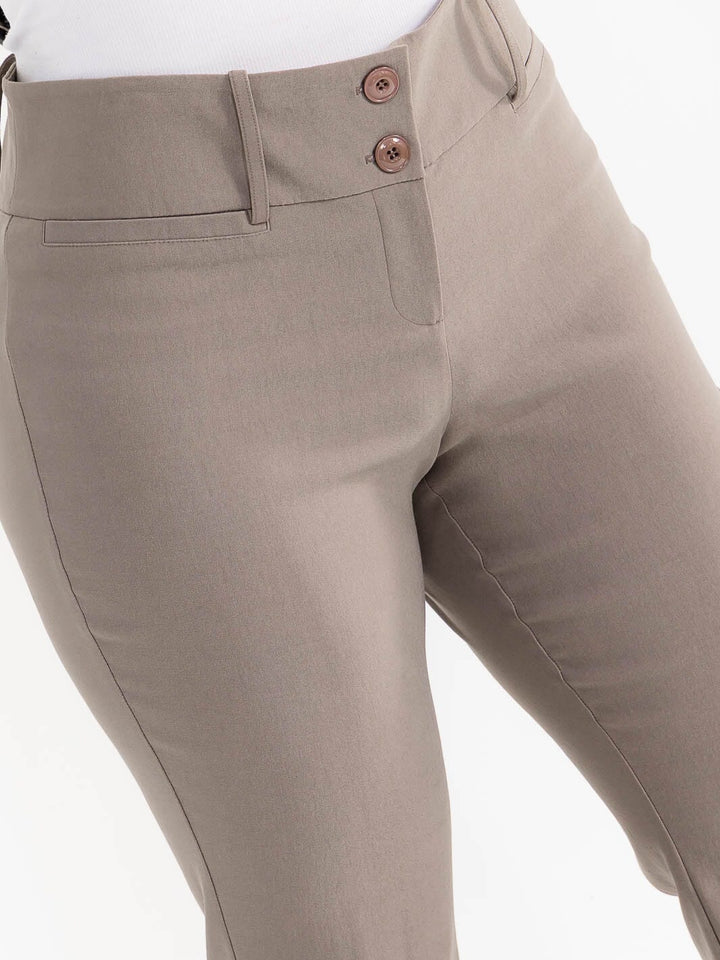 PLUS SIZE BUTTON CLOSURE WIDE LEG PANTS