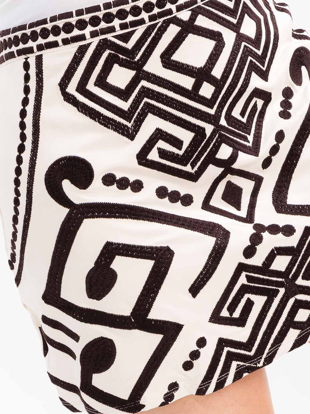 PLUS SIZE ZIP UP EMBROIDERY SUEDE MINI SKIRT