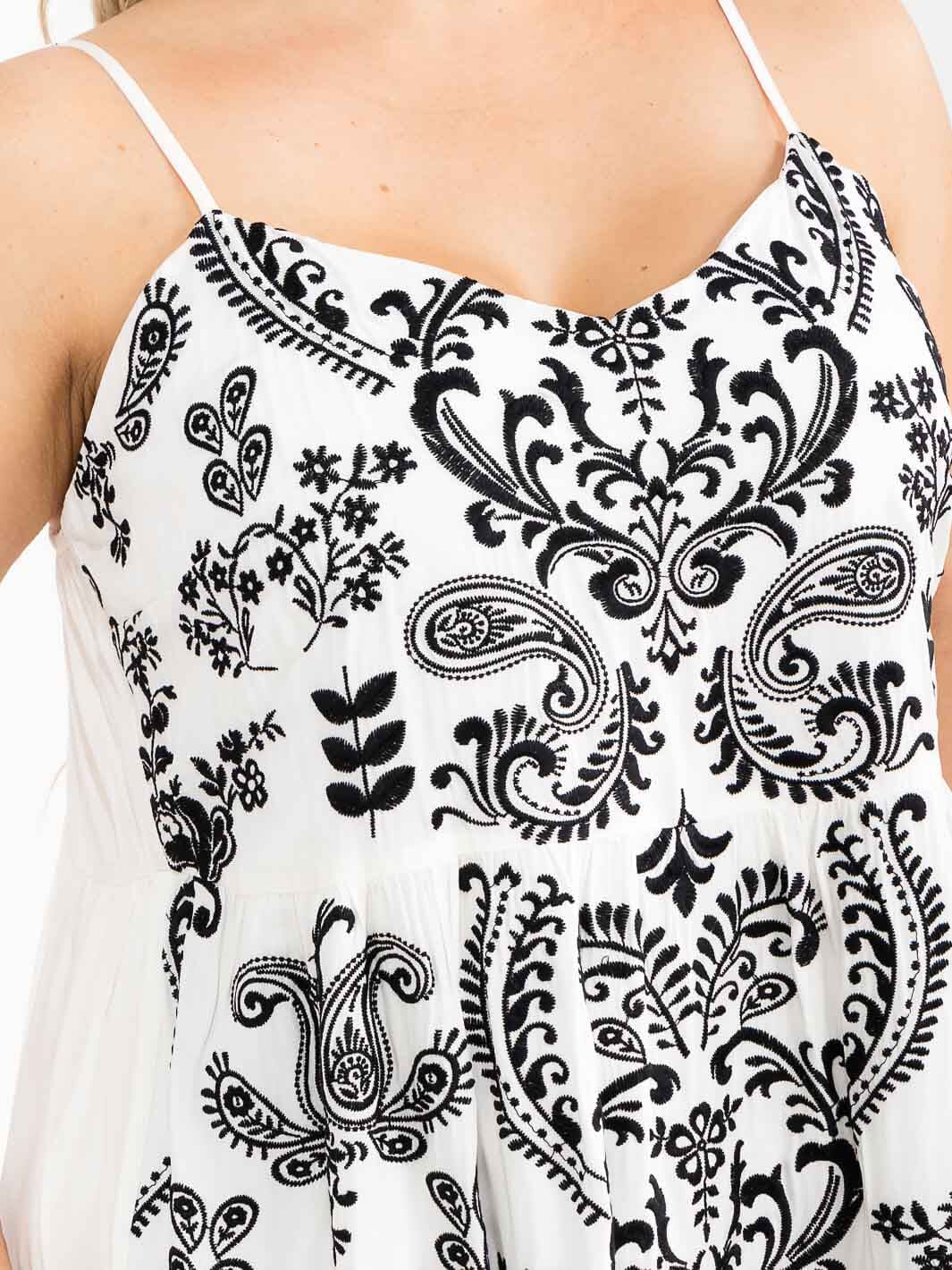 PLUS SIZE SLEEVELESS MULTI PRINT EMBROIDERY MINI DRESS