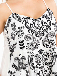 PLUS SIZE SLEEVELESS MULTI PRINT EMBROIDERY MINI DRESS