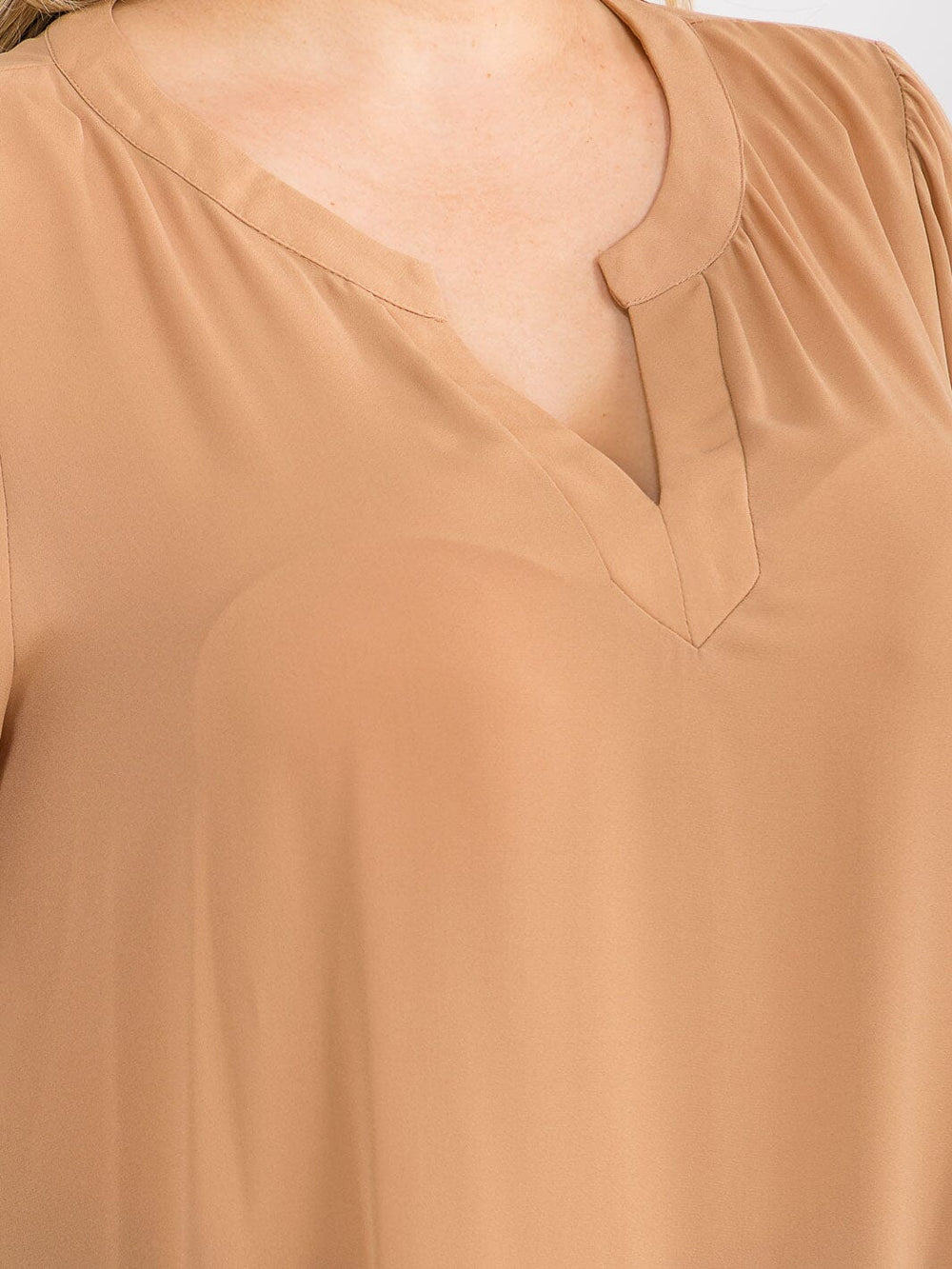 PLUS SIZE LONG SLEEVE V-NECK LOOSE FIT BLOUSE