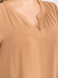 PLUS SIZE LONG SLEEVE V-NECK LOOSE FIT BLOUSE