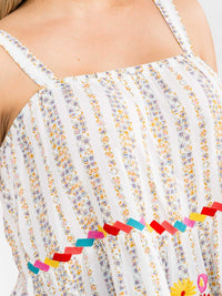 PLUS SIZE SLEEVELESS SQUARE NECK FLORAL EMBROIDERY TANK TOP