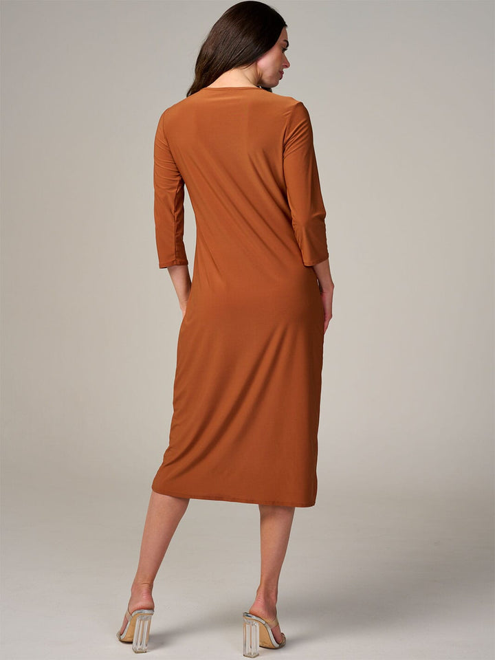 PLUS SIZE 3/4 SLEEVE SOLID MIDI DRESS