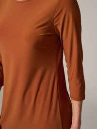PLUS SIZE 3/4 SLEEVE SOLID MIDI DRESS