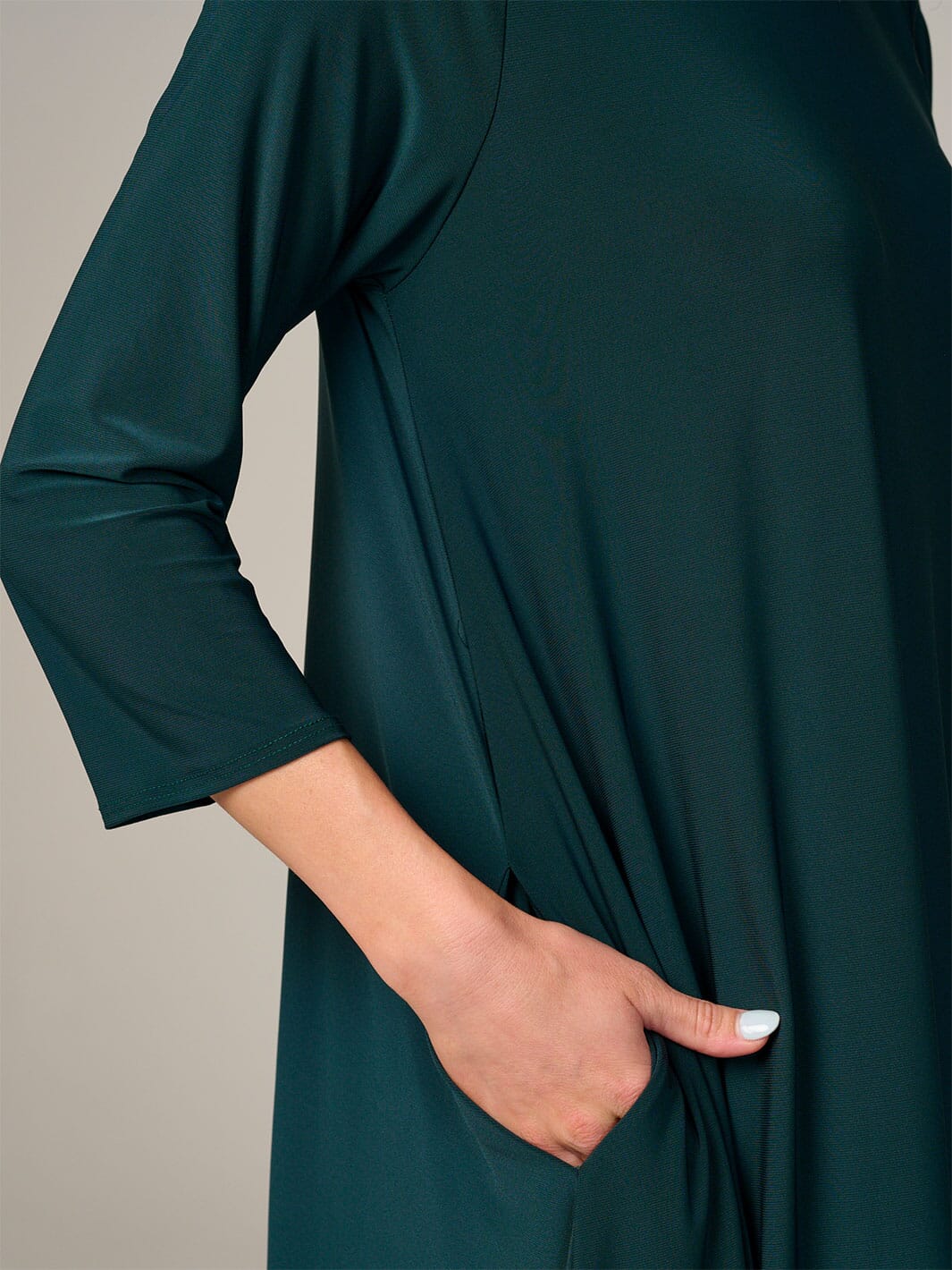 WOMEN'S 3/4 SLEEVE FRONT POCKETS HIGH-LOW MAXI DRESS