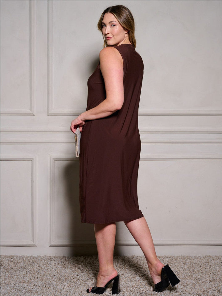 PLUS SIZE SLEEVELESS TUNIC SOLID MDI DRESS