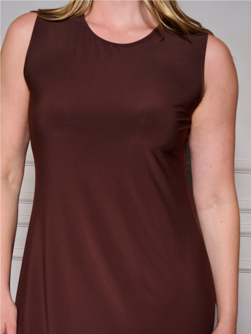 PLUS SIZE SLEEVELESS TUNIC SOLID MDI DRESS
