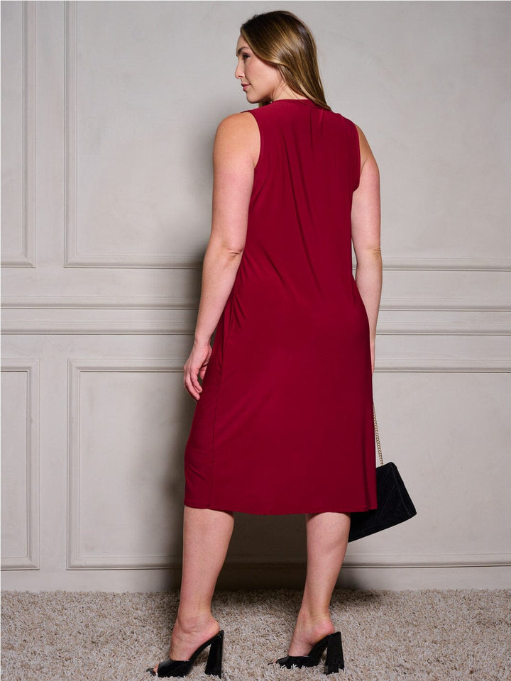 PLUS SIZE SLEEVELESS TUNIC SOLID MDI DRESS