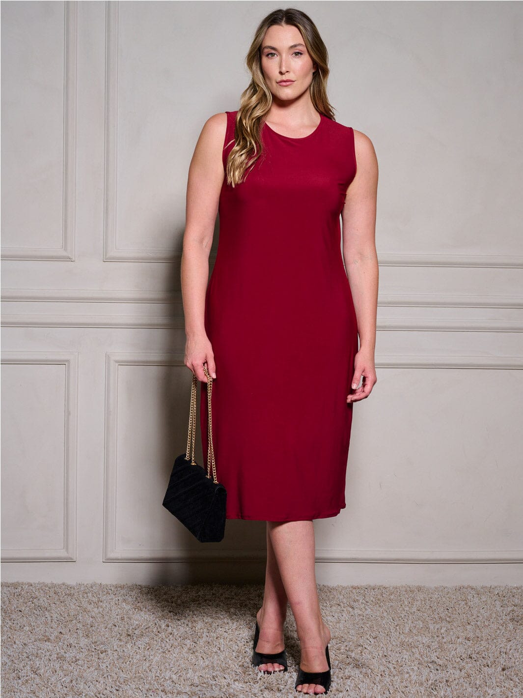 PLUS SIZE SLEEVELESS TUNIC SOLID MDI DRESS