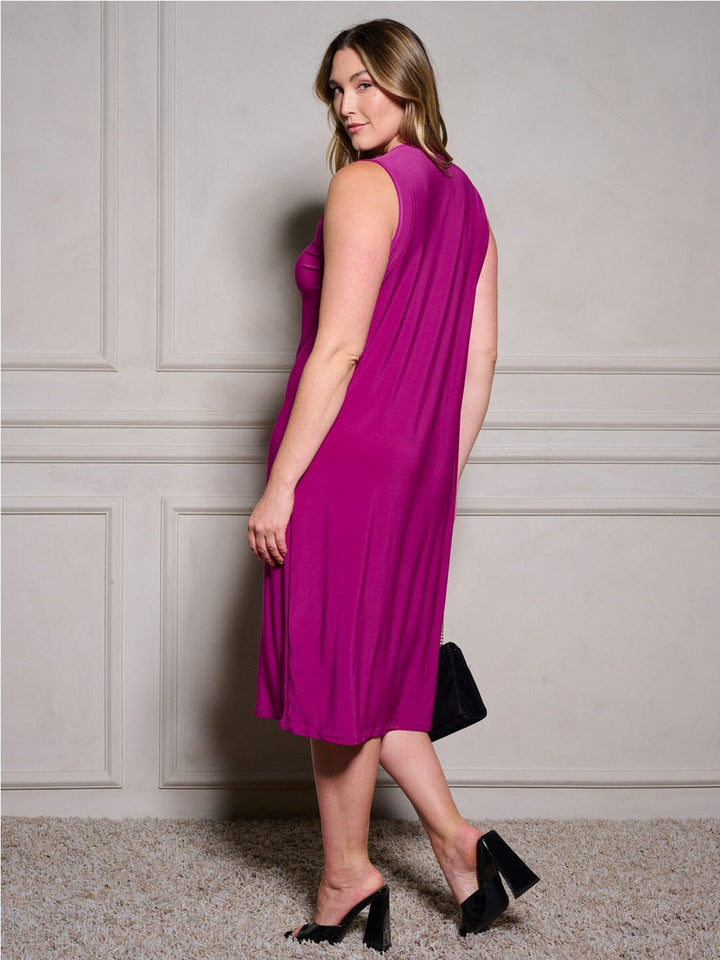 PLUS SIZE SLEEVELESS TUNIC SOLID MDI DRESS