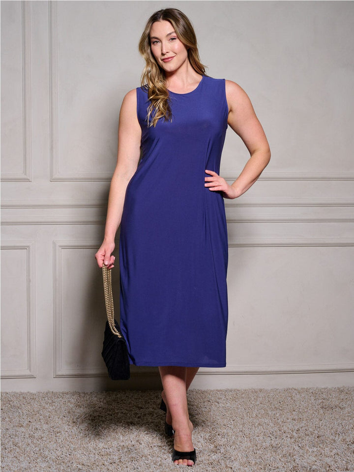 PLUS SIZE SLEEVELESS TUNIC SOLID MDI DRESS