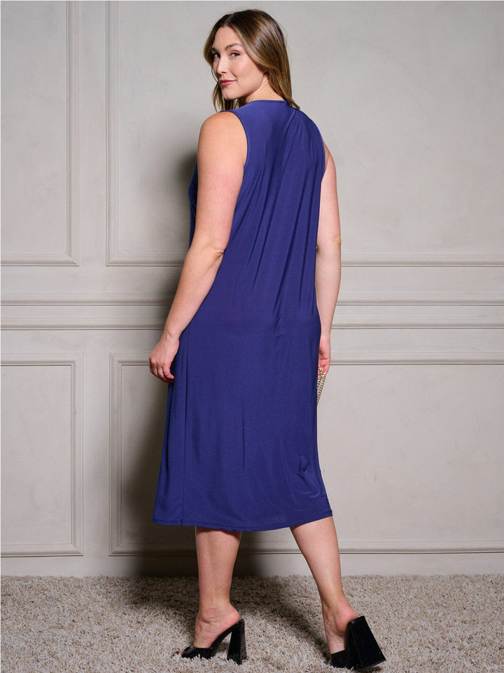 PLUS SIZE SLEEVELESS TUNIC SOLID MDI DRESS
