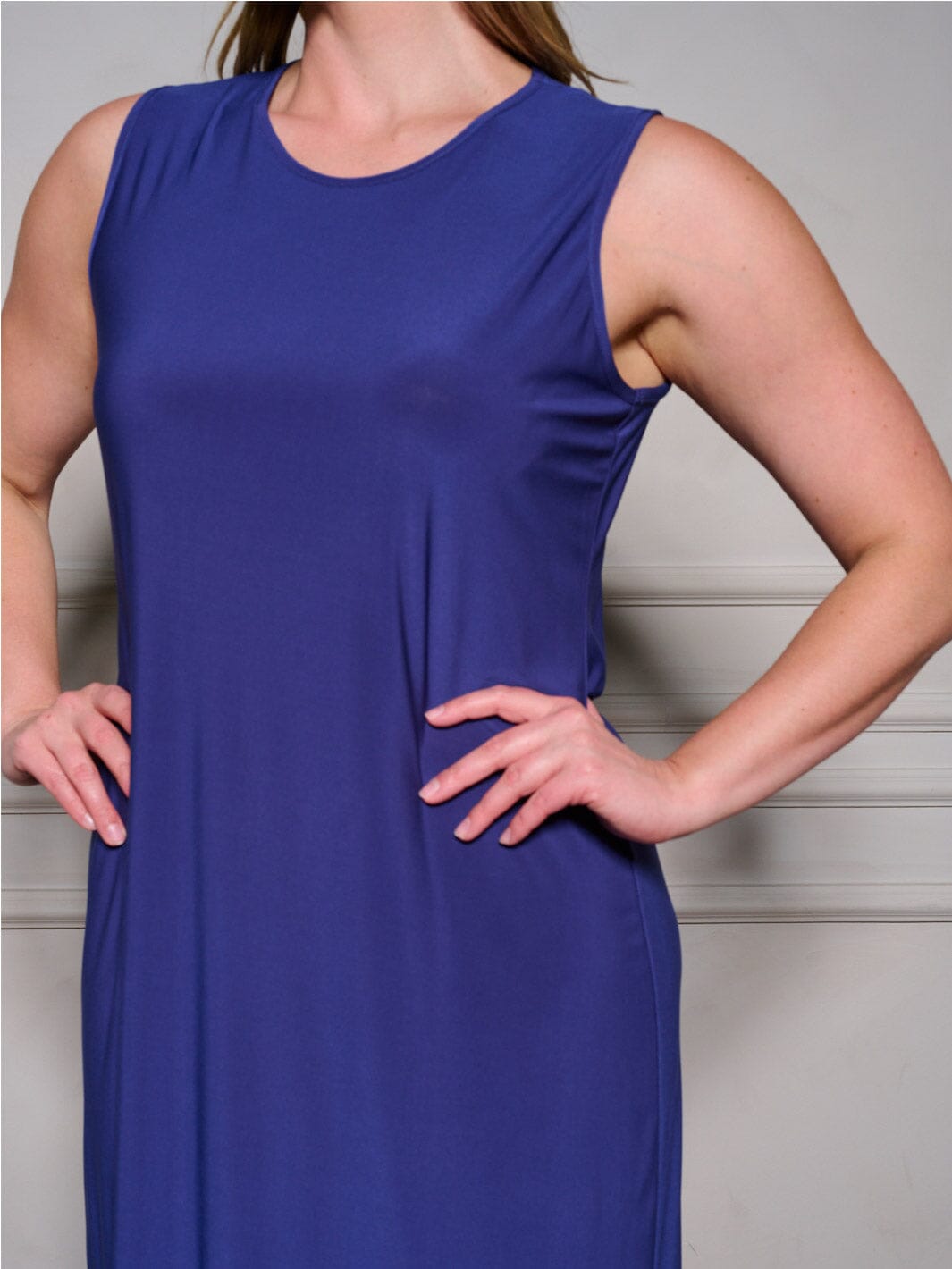 PLUS SIZE SLEEVELESS TUNIC SOLID MDI DRESS