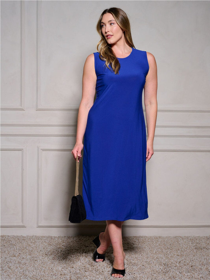 PLUS SIZE SLEEVELESS TUNIC SOLID MDI DRESS
