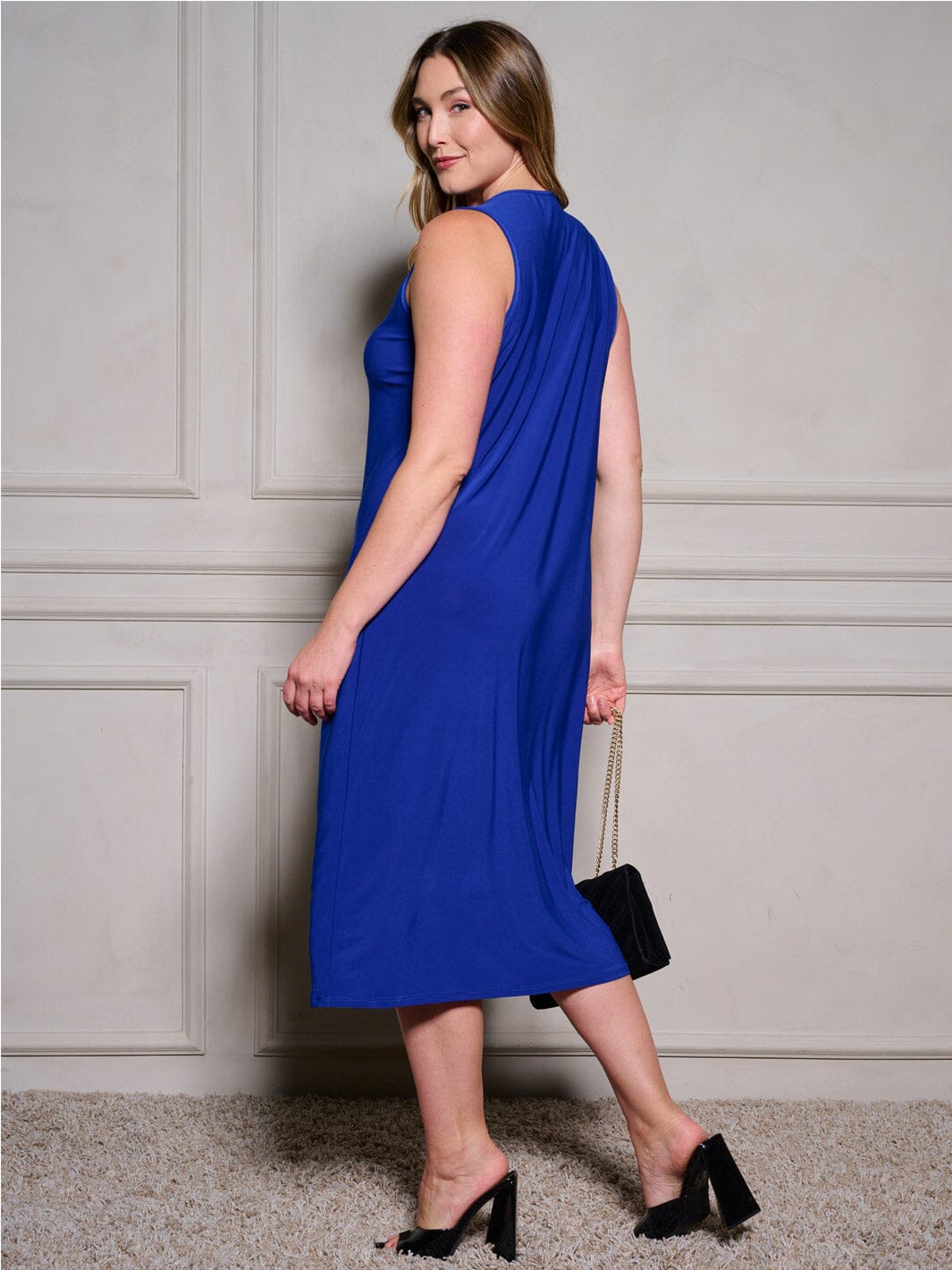 PLUS SIZE SLEEVELESS TUNIC SOLID MDI DRESS