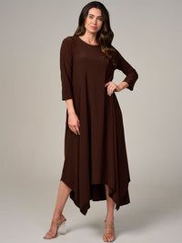 WOMEN'S 3/4 SLEEVE FRONT POCKETS HIGH-LOW MAXI DRESS