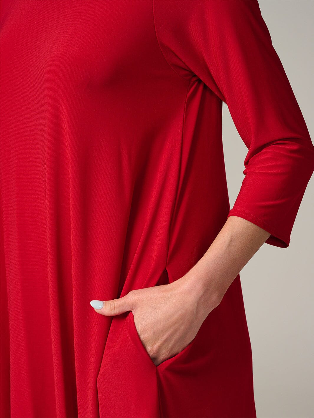 WOMEN'S 3/4 SLEEVE FRONT POCKETS HIGH-LOW MAXI DRESS