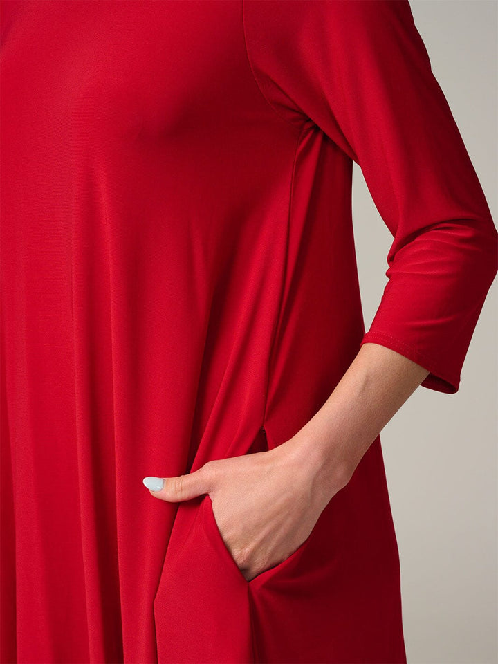 WOMEN'S 3/4 SLEEVE FRONT POCKETS HIGH-LOW MAXI DRESS