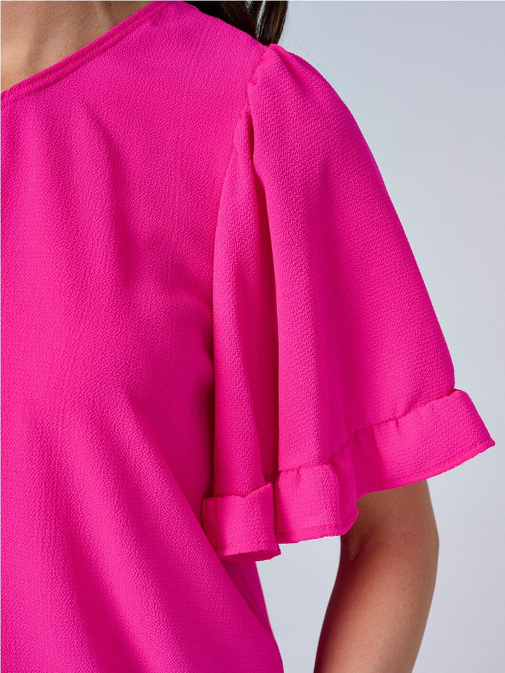 WOMEN'S ONE SHOULDER SHORT RUFFLE SLEEVE BLOUSE