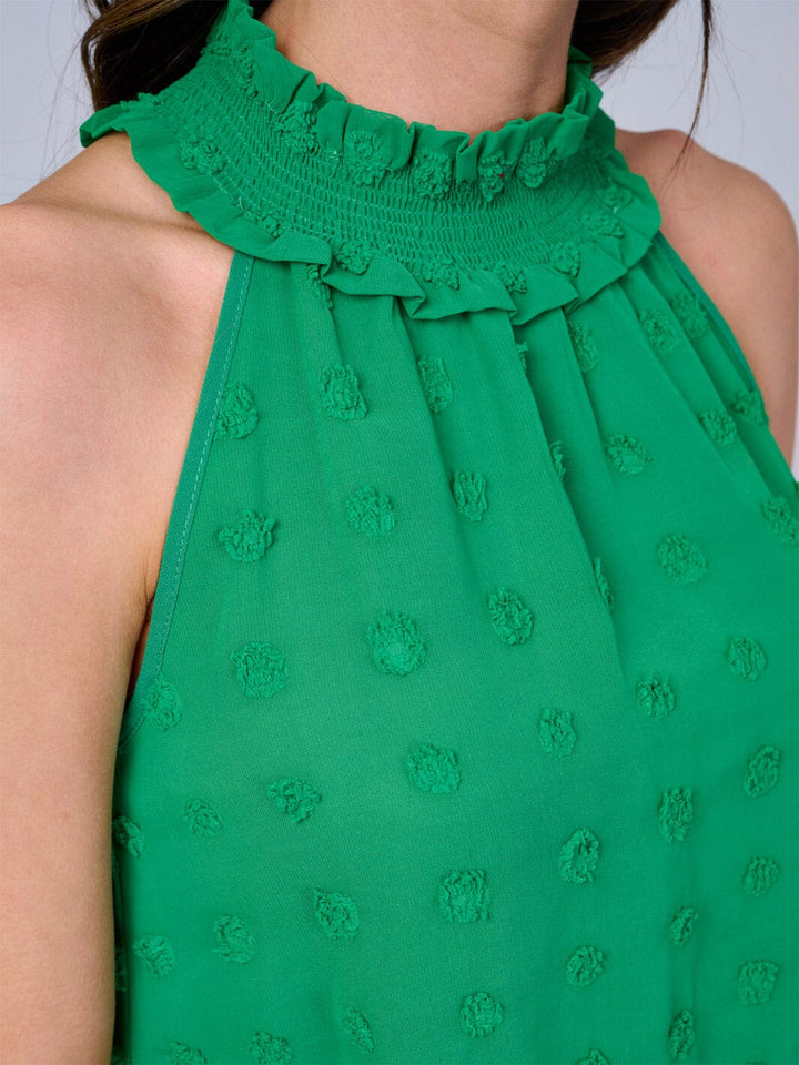 WOMEN'S SLEEVELESS HALTER NECK SWISS DETAILED TOP