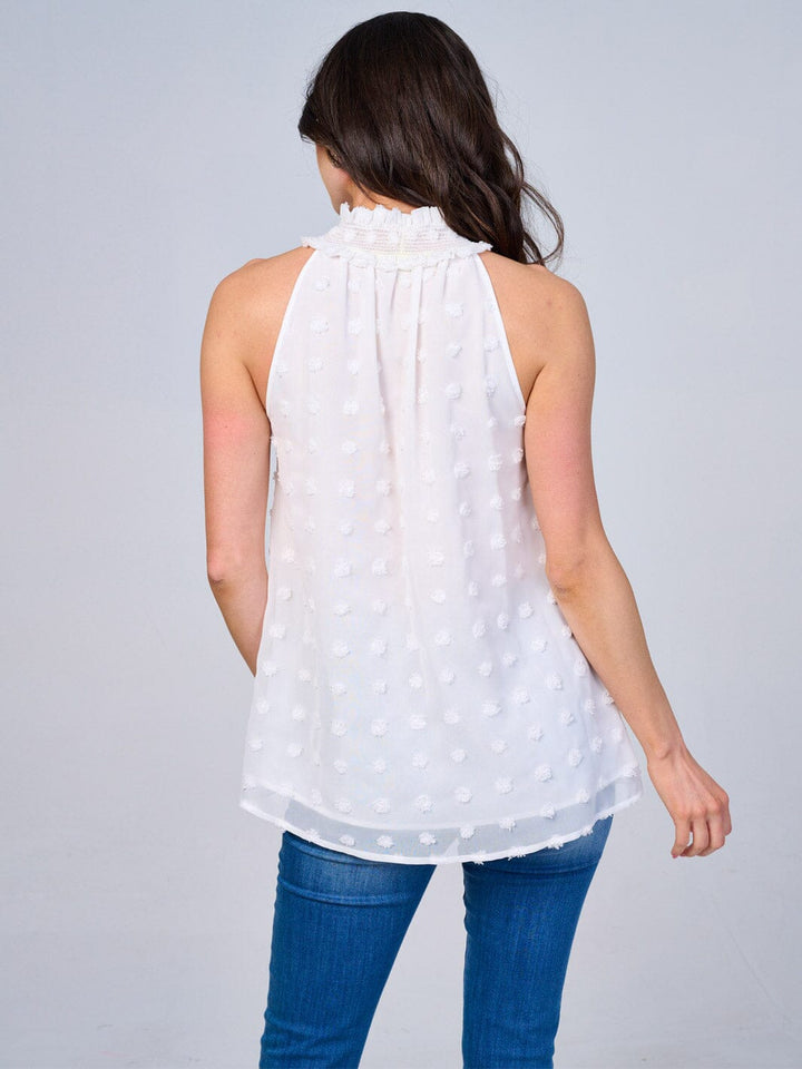 WOMEN'S SLEEVELESS HALTER NECK SWISS DETAILED TOP