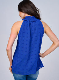 WOMEN'S SLEEVELESS HALTER NECK SWISS DETAILED TOP