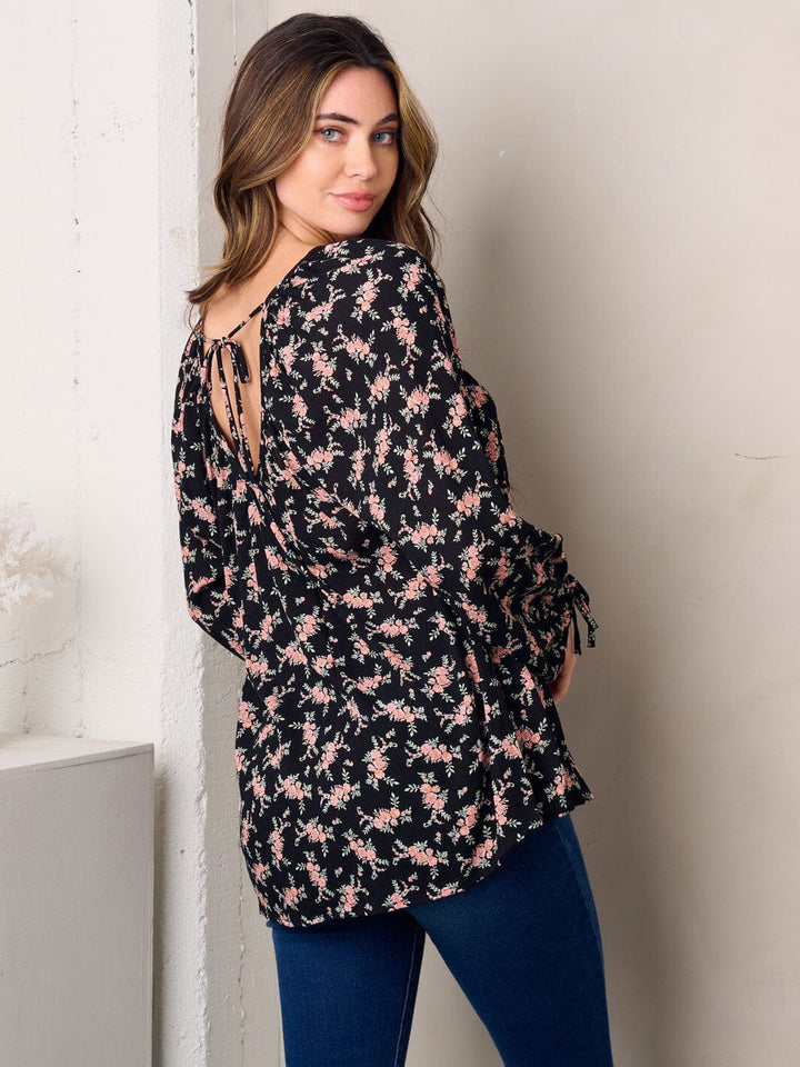 WOMEN'S LONG SLEEVE TUNIC FLORAL TOP