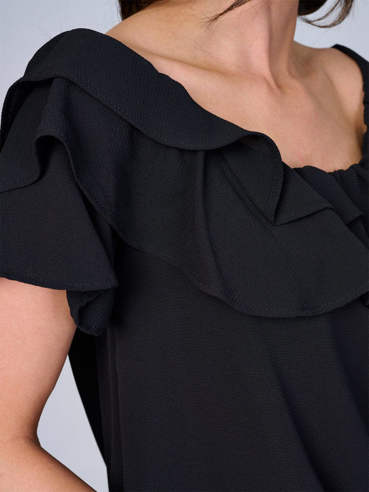 WOMEN'S SHORT SLEEVES RUFFLE BLOUSE