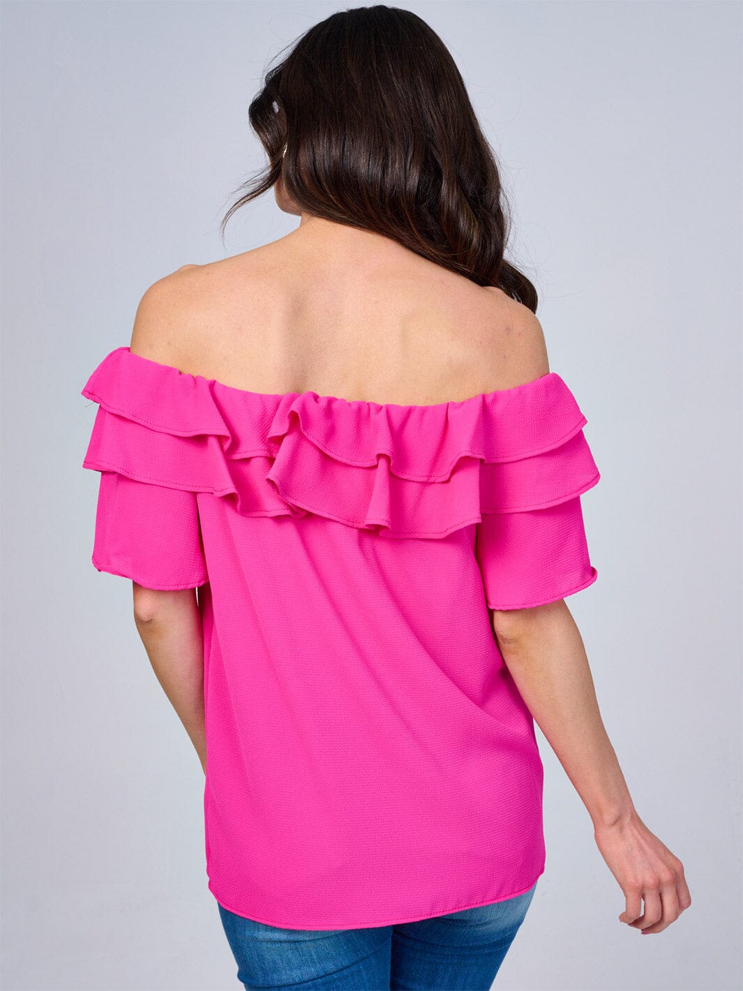 WOMEN'S SHORT SLEEVES RUFFLE BLOUSE