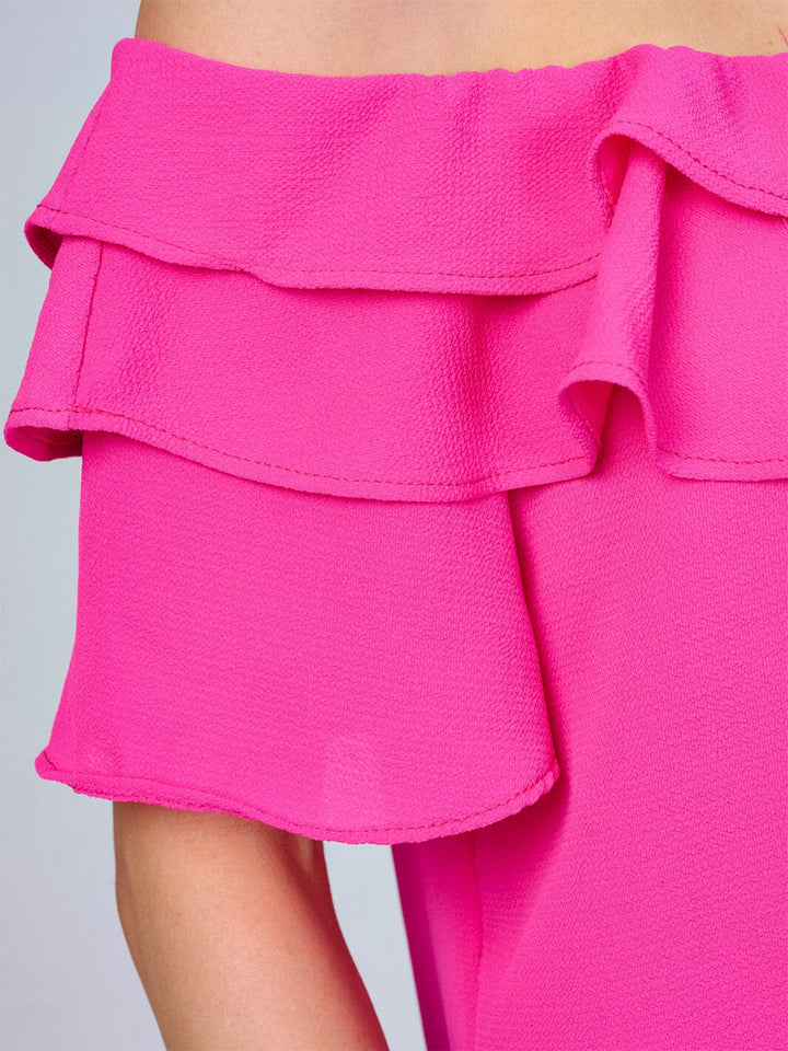 WOMEN'S SHORT SLEEVES RUFFLE BLOUSE