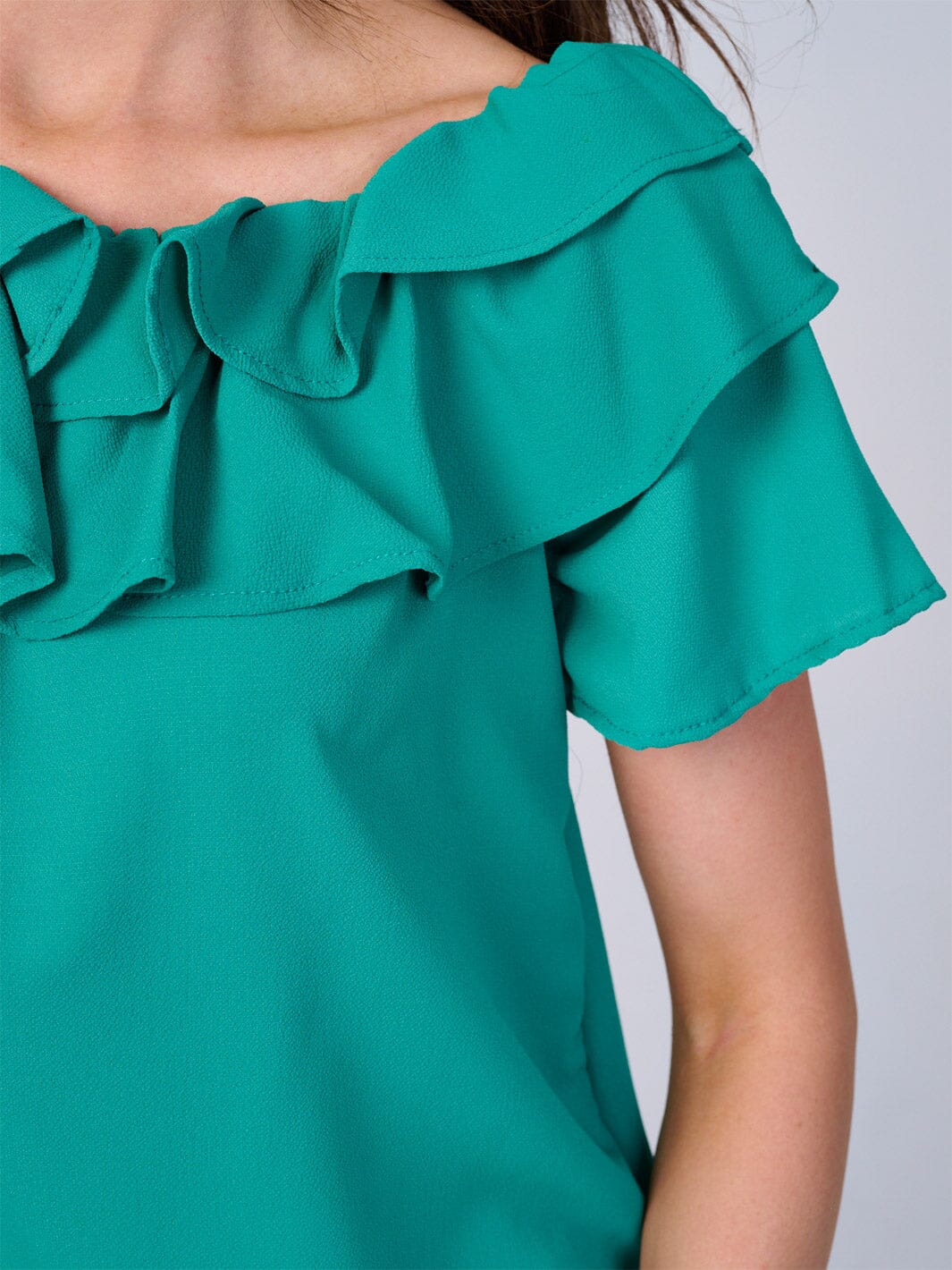 WOMEN'S SHORT SLEEVES RUFFLE BLOUSE