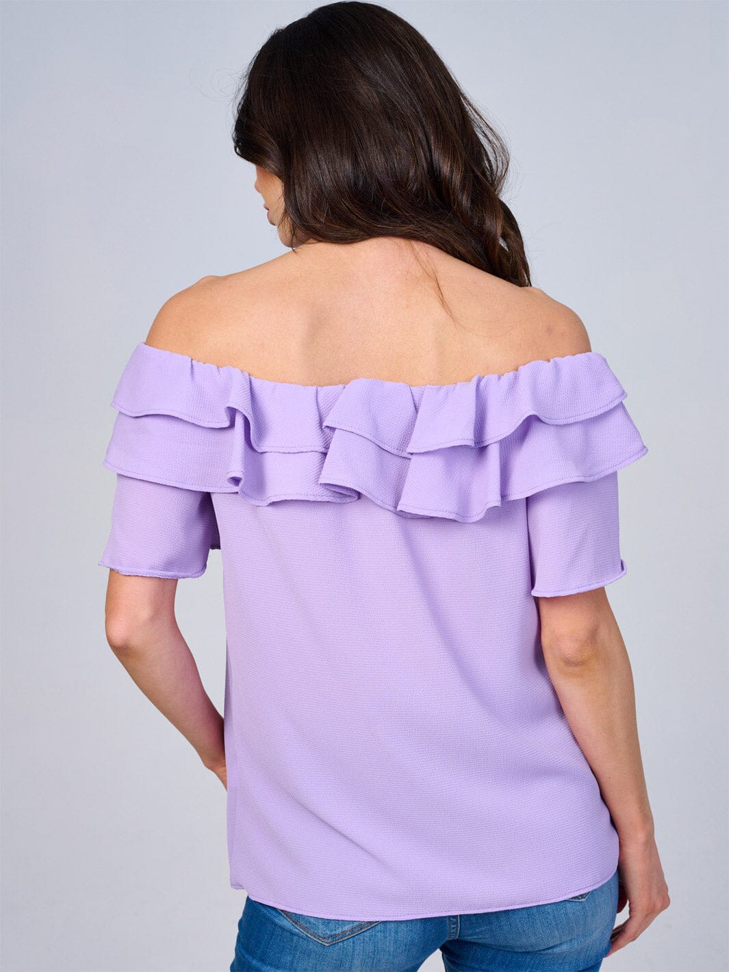 WOMEN'S SHORT SLEEVES RUFFLE BLOUSE