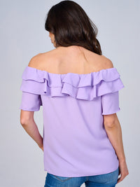 WOMEN'S SHORT SLEEVES RUFFLE BLOUSE
