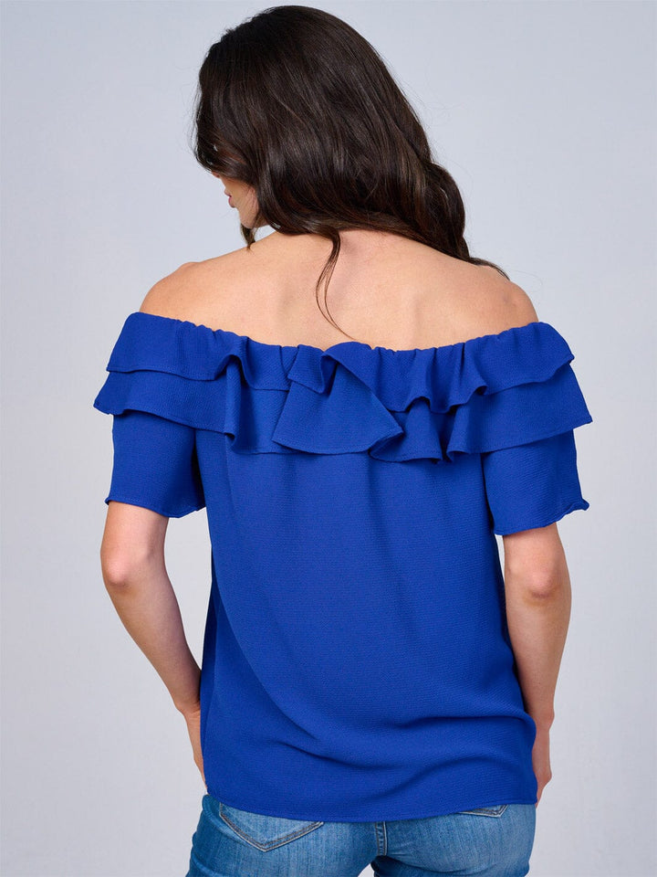 WOMEN'S SHORT SLEEVES RUFFLE BLOUSE