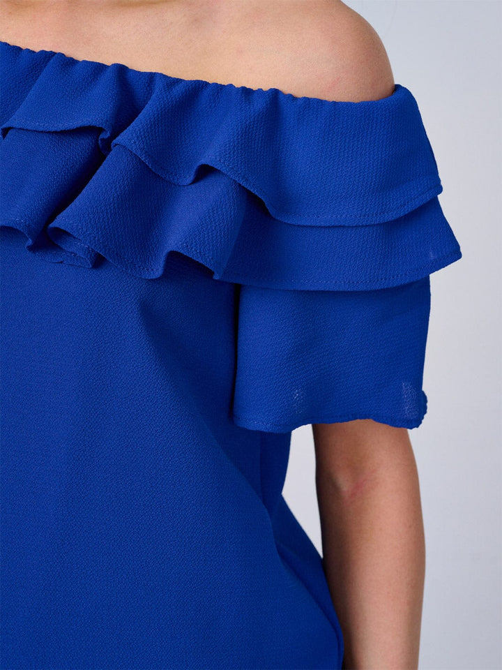 WOMEN'S SHORT SLEEVES RUFFLE BLOUSE