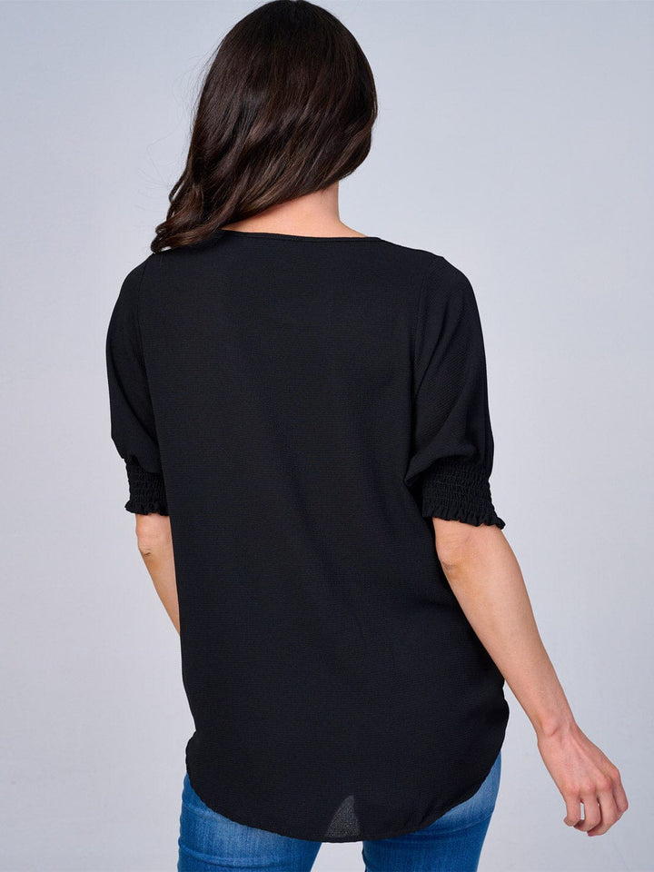 WOMEN'S SHORT SLEEVES SURPLICE BLOUSE