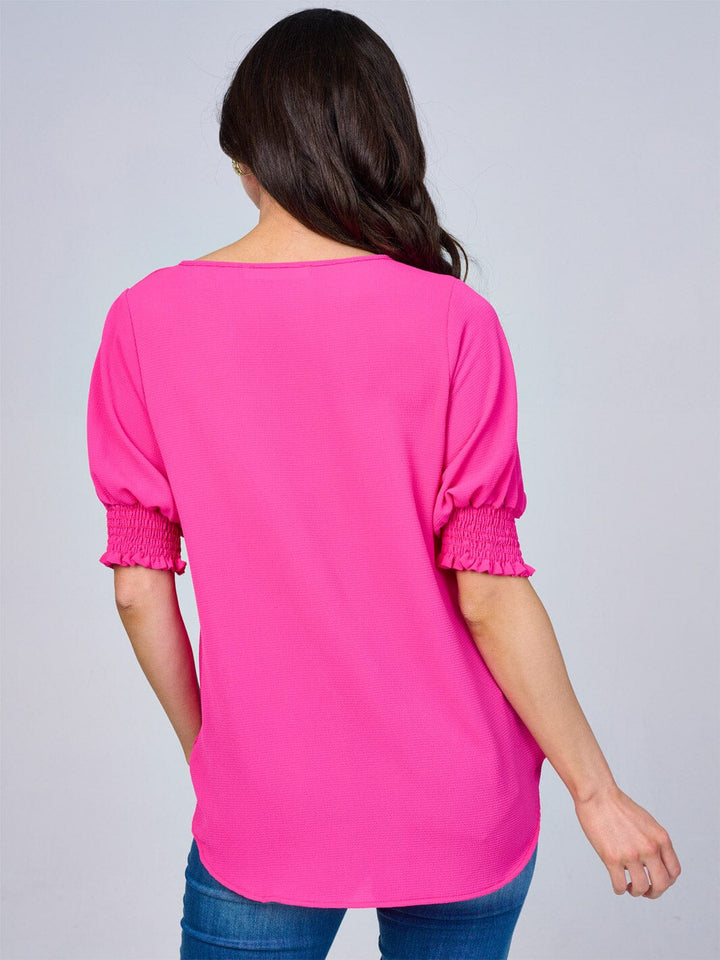 WOMEN'S SHORT SLEEVES SURPLICE BLOUSE