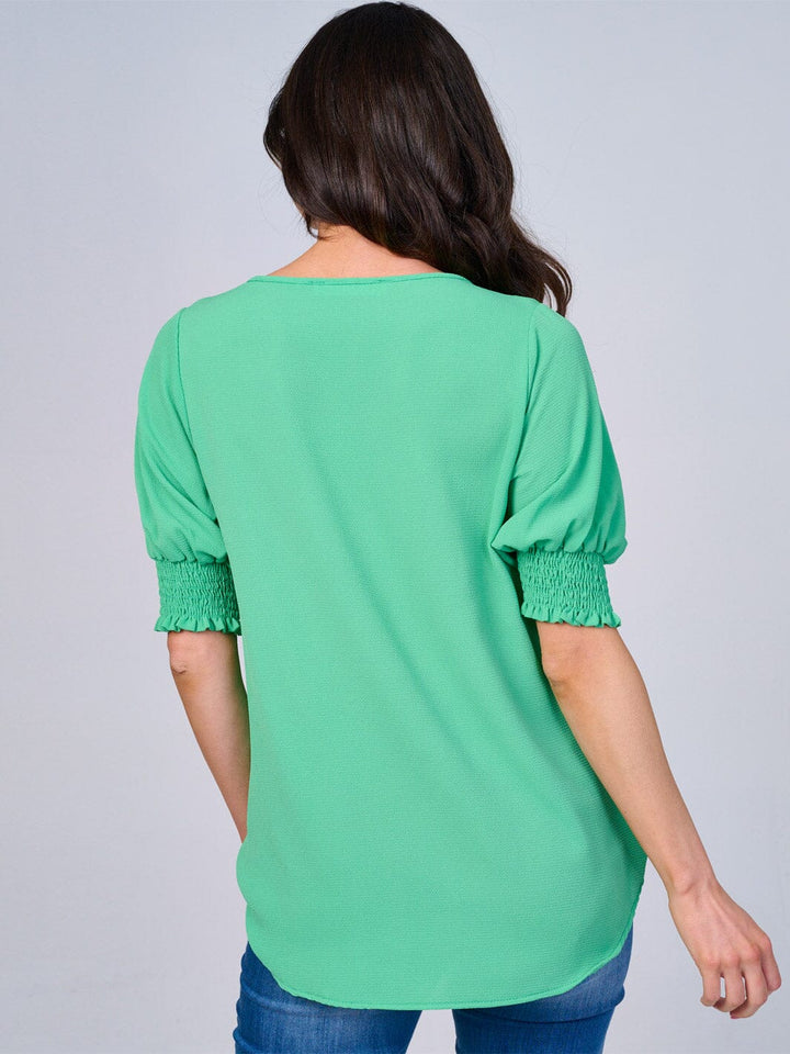 WOMEN'S SHORT SLEEVES SURPLICE BLOUSE